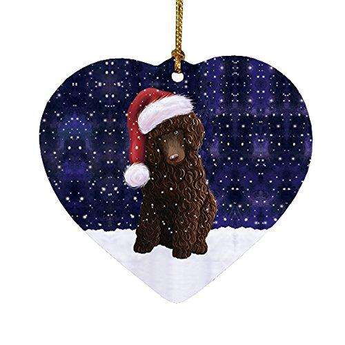 Let It Snow Poodle Brown Dog Christmas Heart Ornament POR2041