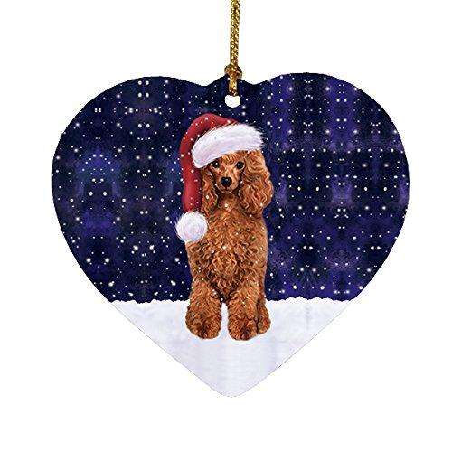 Let It Snow Poodle Dog Christmas Heart Ornament POR2049