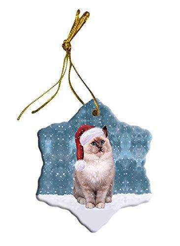 Let It Snow Ragdoll Cat Christmas Star Ornament POR2672