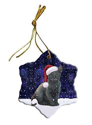 Let It Snow Russian Blue Cat Christmas Star Ornament POR2679