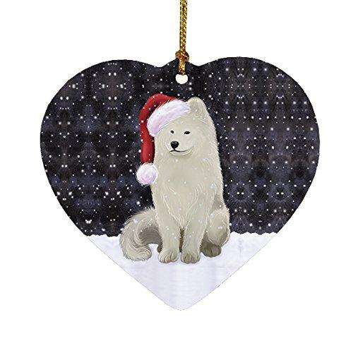 Let It Snow Samoyed Dog Christmas Heart Ornament POR2053