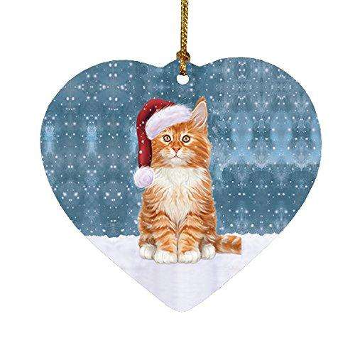 Let It Snow Tabby Cat Christmas Heart Ornament POR2055