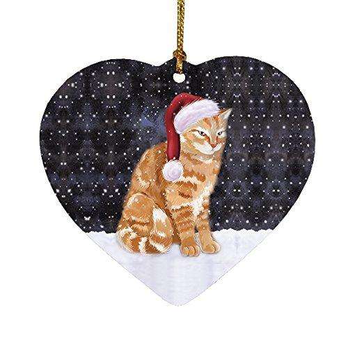 Let It Snow Tabby Cat Christmas Heart Ornament POR2057