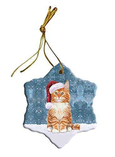 Let It Snow Tabby Cat Christmas Star Ornament POR2682