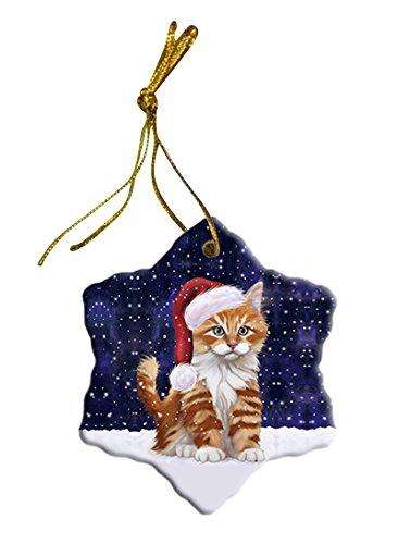 Let It Snow Tabby Cat Christmas Star Ornament POR2683