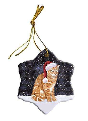 Let It Snow Tabby Cat Christmas Star Ornament POR2684