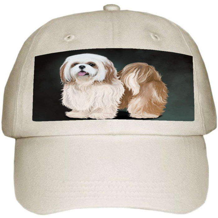 Lhasa Apso Dog Ball Hat Cap Off White