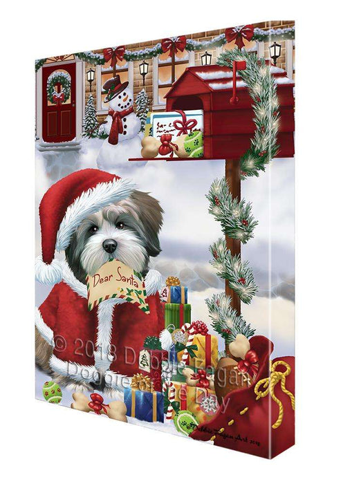 Lhasa Apso Dog Dear Santa Letter Christmas Holiday Mailbox Canvas Print Wall Art Décor CVS103022