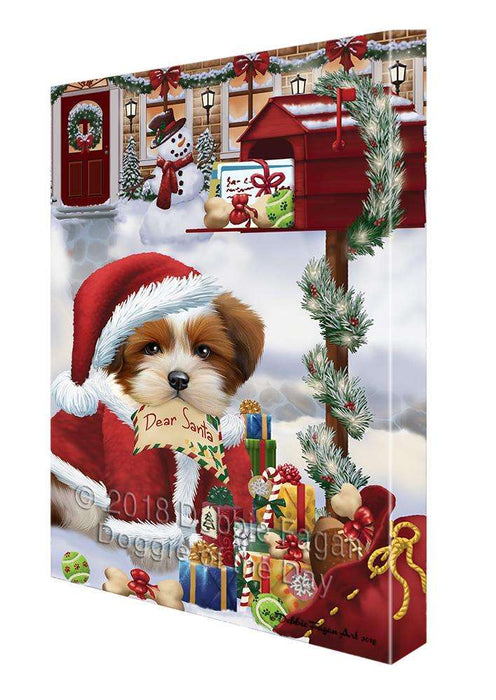 Lhasa Apso Dog Dear Santa Letter Christmas Holiday Mailbox Canvas Print Wall Art Décor CVS103031
