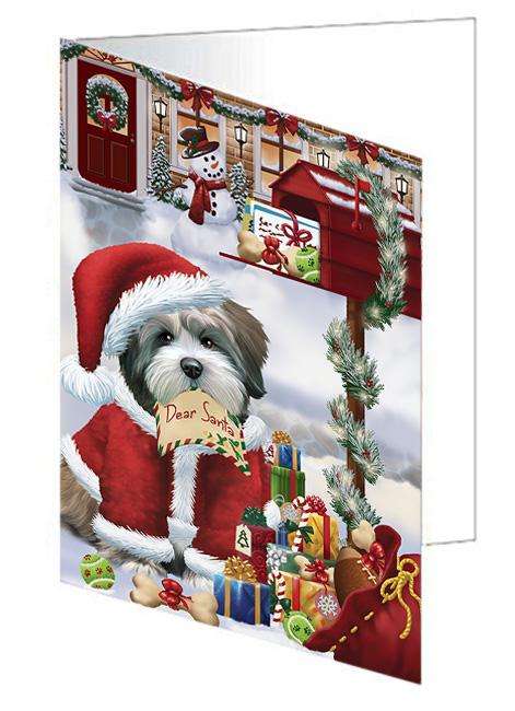 Lhasa Apso Dog Dear Santa Letter Christmas Holiday Mailbox Handmade Artwork Assorted Pets Greeting Cards and Note Cards with Envelopes for All Occasions and Holiday Seasons GCD65753