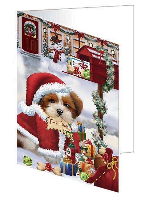 Lhasa Apso Dog Dear Santa Letter Christmas Holiday Mailbox Handmade Artwork Assorted Pets Greeting Cards and Note Cards with Envelopes for All Occasions and Holiday Seasons GCD65756