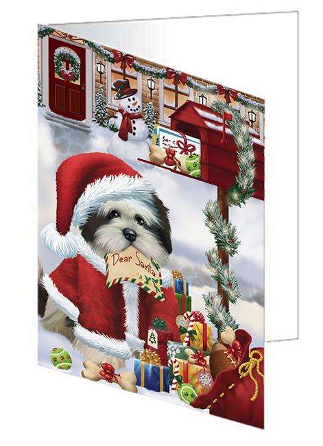 Lhasa Apso Dog Dear Santa Letter Christmas Holiday Mailbox Handmade Artwork Assorted Pets Greeting Cards and Note Cards with Envelopes for All Occasions and Holiday Seasons GCD65759