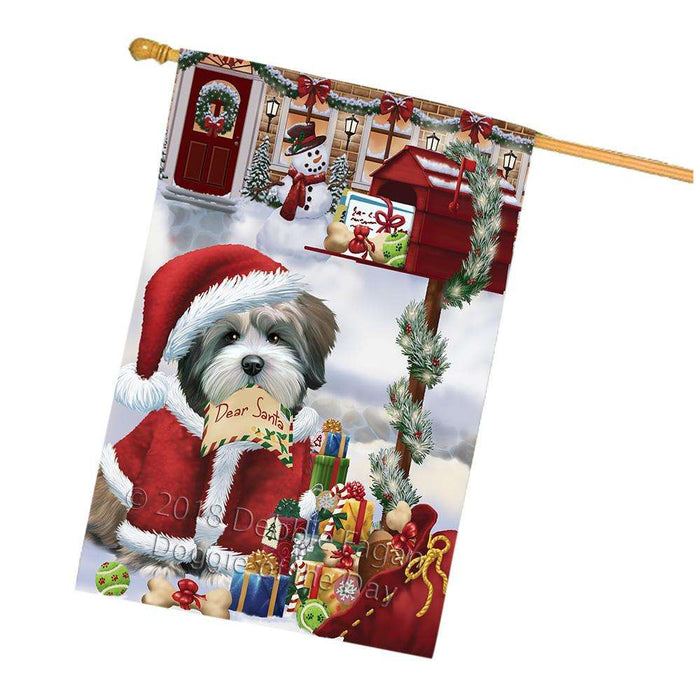 Lhasa Apso Dog Dear Santa Letter Christmas Holiday Mailbox House Flag FLG54106