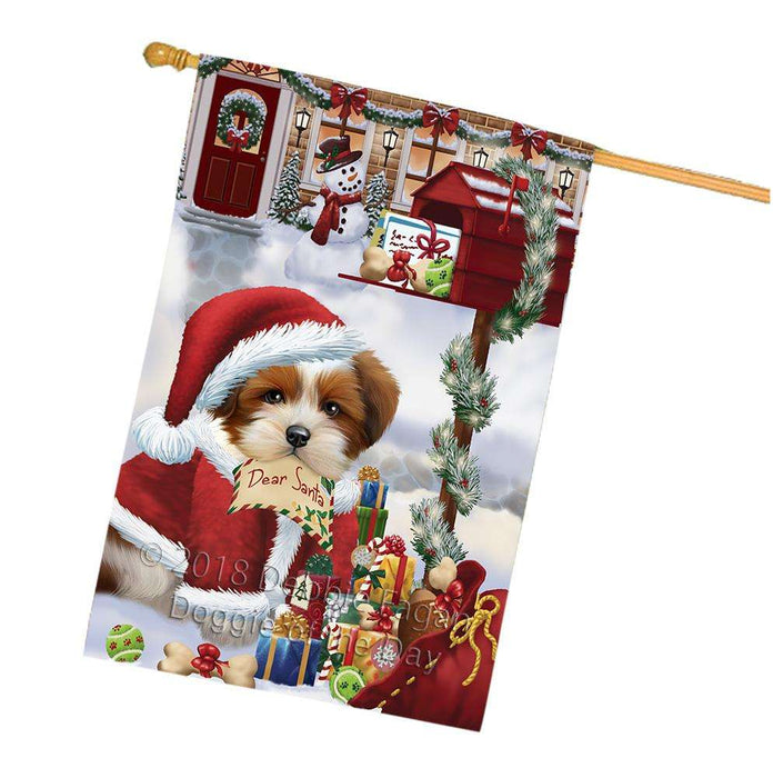 Lhasa Apso Dog Dear Santa Letter Christmas Holiday Mailbox House Flag FLG54107