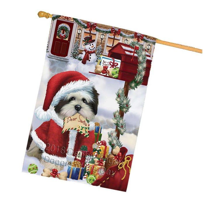 Lhasa Apso Dog Dear Santa Letter Christmas Holiday Mailbox House Flag FLG54108
