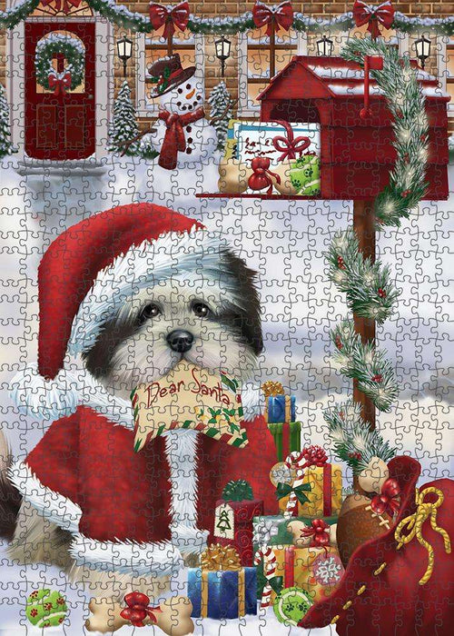 Lhasa Apso Dog Dear Santa Letter Christmas Holiday Mailbox Puzzle with Photo Tin PUZL82796