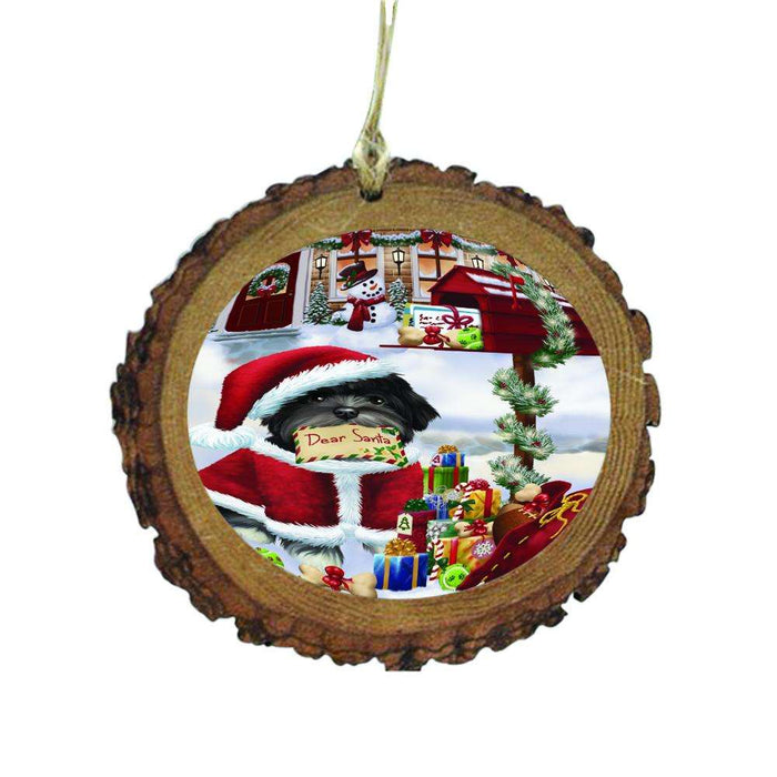 Lhasa Apso Dog Dear Santa Letter Christmas Holiday Mailbox Wooden Christmas Ornament WOR49058
