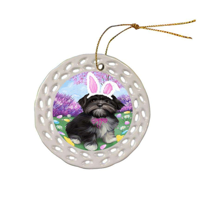 Lhasa Apso Dog Easter Holiday Ceramic Doily Ornament DPOR49177