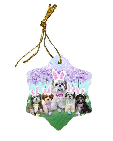 Lhasa Apso Dog Easter Holiday Star Porcelain Ornament SPOR49165