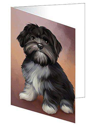Lhasa Apso Dog Handmade Artwork Assorted Pets Greeting Cards and Note Cards with Envelopes for All Occasions and Holiday Seasons D160
