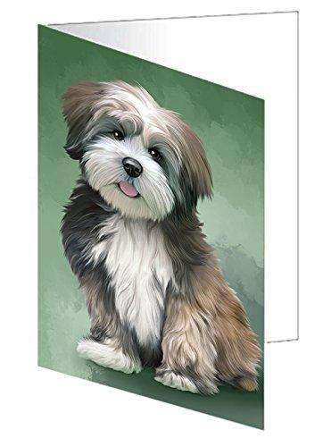Lhasa Apso Dog Handmade Artwork Assorted Pets Greeting Cards and Note Cards with Envelopes for All Occasions and Holiday Seasons D162
