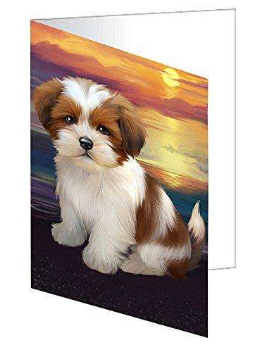 Lhasa Apso Dog Handmade Artwork Assorted Pets Greeting Cards and Note Cards with Envelopes for All Occasions and Holiday Seasons D489