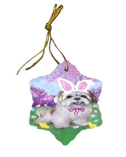 Lhasa Apsos Dog Easter Holiday Star Porcelain Ornament SPOR49166