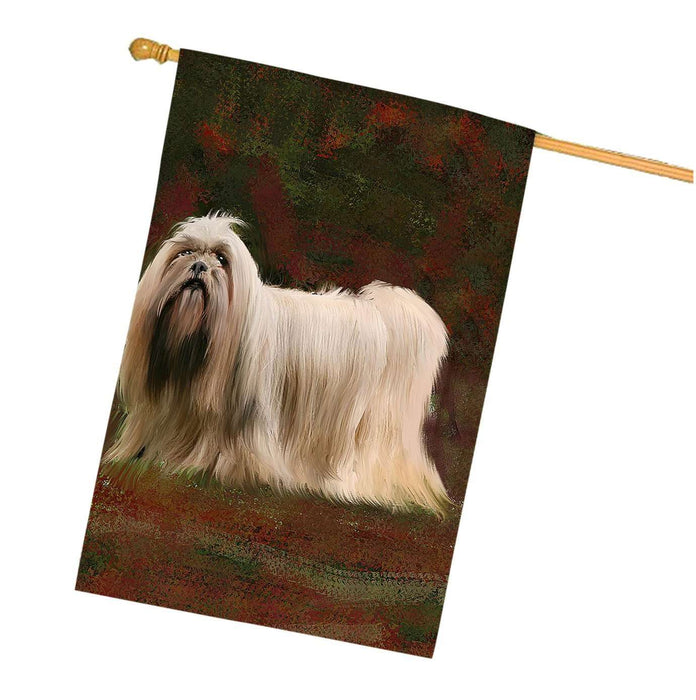 Lhasa Apsos Dog House Flag FLG48449