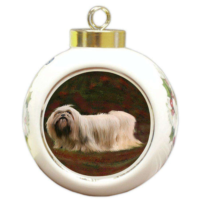Lhasa Apsos Dog Round Ball Christmas Ornament RBPOR48436