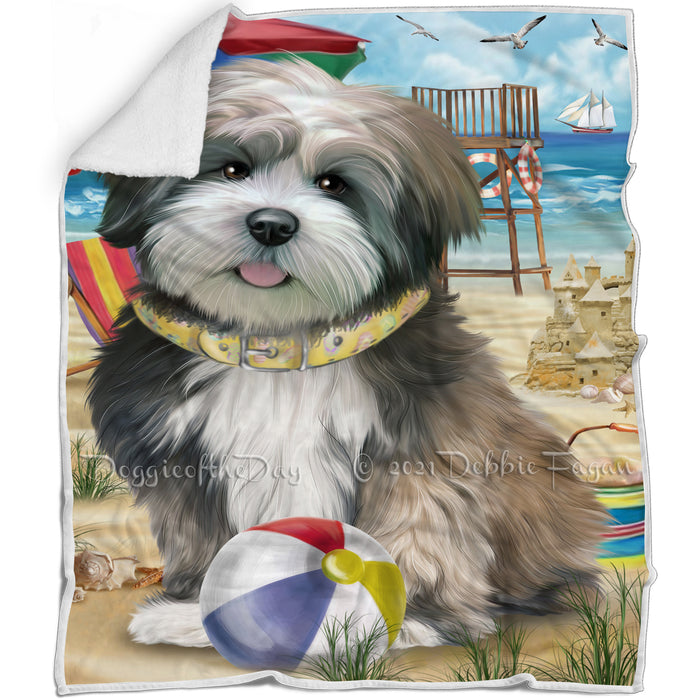 Pet Friendly Beach Lhasa Apso Dog Blanket BLNKT66054