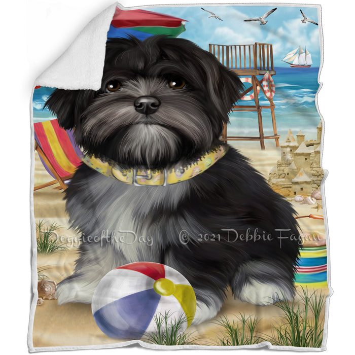Pet Friendly Beach Lhasa Apso Dog Blanket BLNKT66063