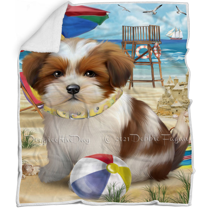 Pet Friendly Beach Lhasa Apso Dog Blanket BLNKT66072