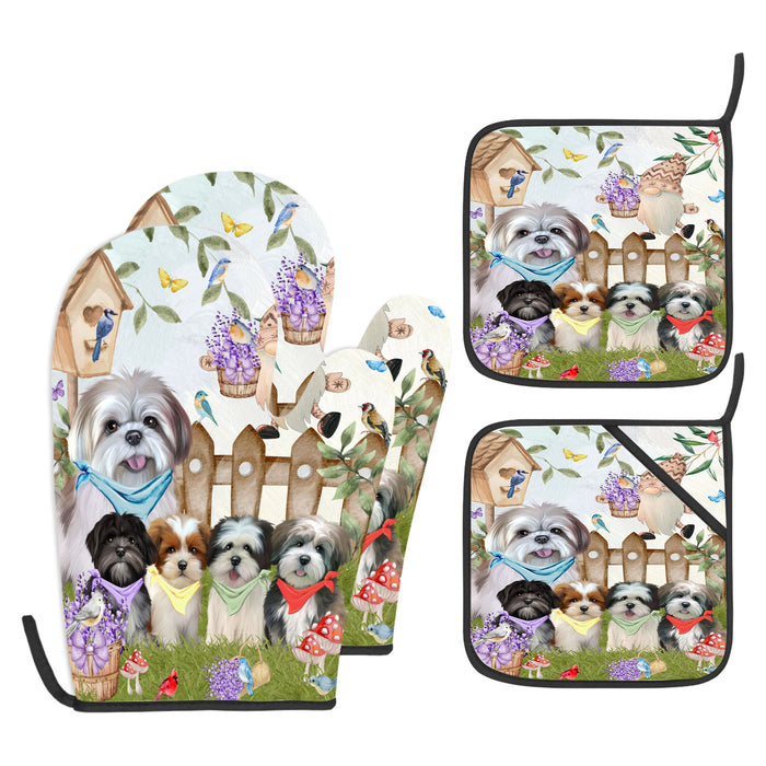 Lhasa Apso Oven Mitts and Pot Holder Set, Kitchen Gloves for Cooking with Potholders, Explore a Variety of Designs, Personalized, Custom, Dog Moms Gift