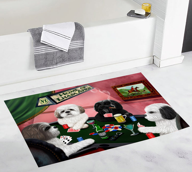 Home of  Lhasa Apso Dogs Playing Poker Bath Mat