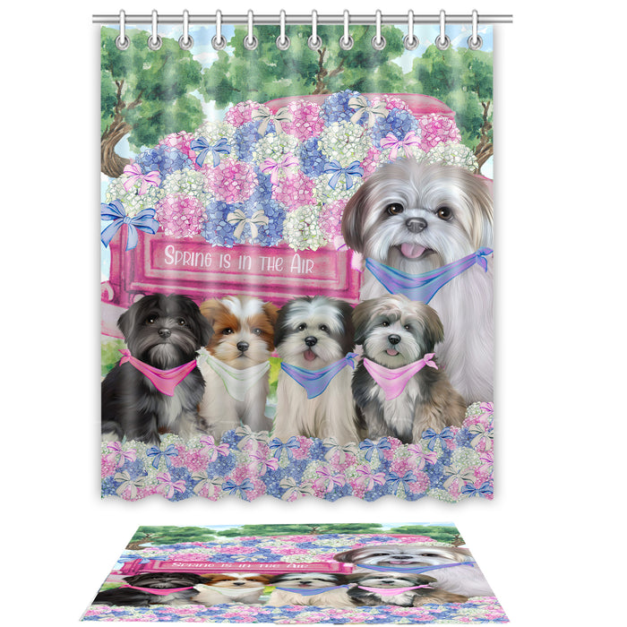 Lhasa Apso Shower Curtain & Bath Mat Set, Custom, Explore a Variety of Designs, Personalized, Curtains with hooks and Rug Bathroom Decor, Halloween Gift for Dog Lovers