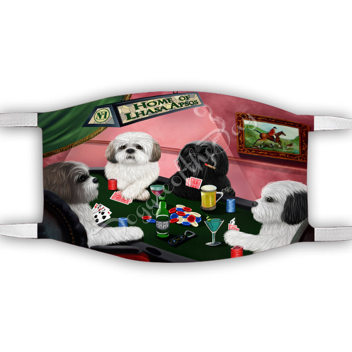Home of Lhasa Apso Dogs Playing Poker Face Mask FM49805
