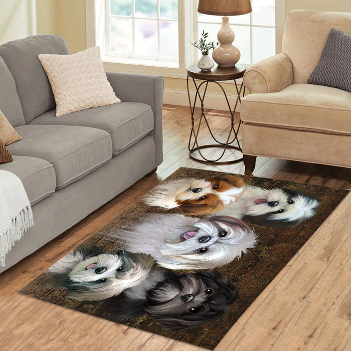 Rustic Lhasa Apso Dogs Area Rug