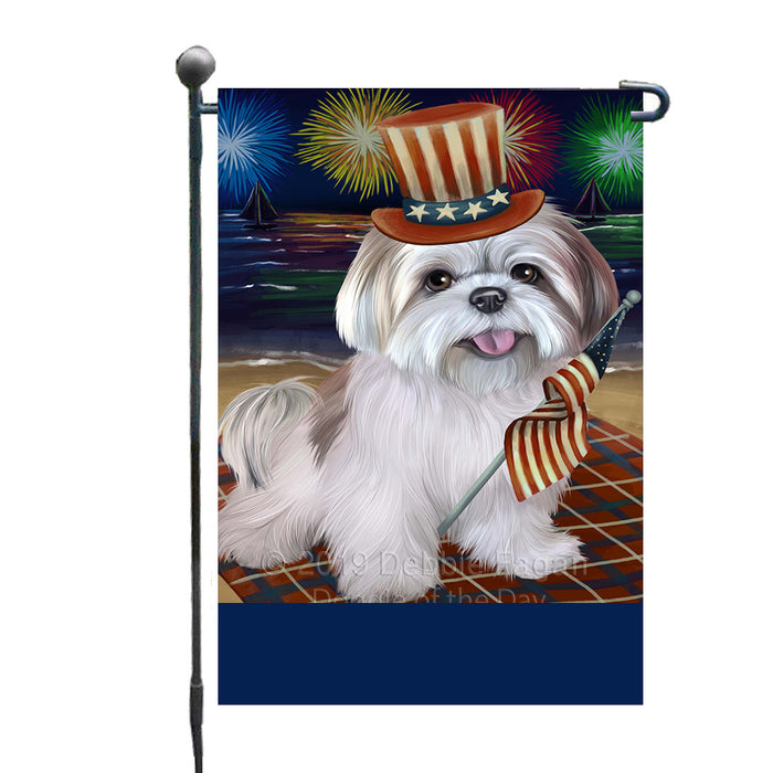 Personalized 4th of July Firework Lhasa Apso Dog Custom Garden Flags GFLG-DOTD-A57965