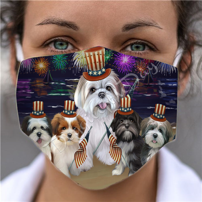 4th of July Independence Day Lhasa Apso Dogs Face Mask FM49418