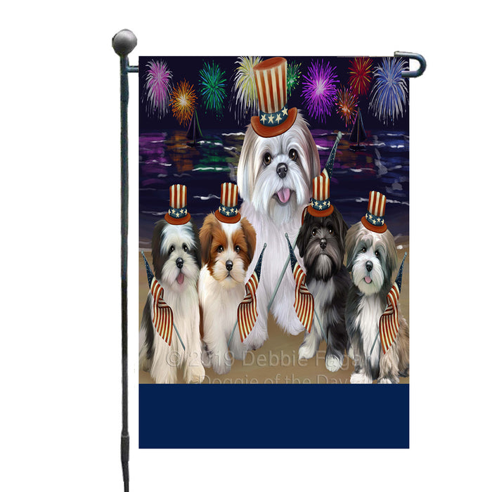 Personalized 4th of July Firework Lhasa Apso Dogs Custom Garden Flags GFLG-DOTD-A57966