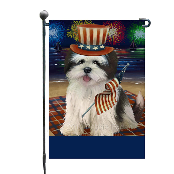 Personalized 4th of July Firework Lhasa Apso Dog Custom Garden Flags GFLG-DOTD-A57968