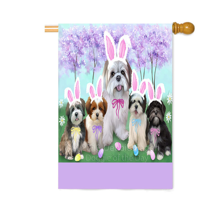Personalized Easter Holiday Lhasa Apso Dogs Custom House Flag FLG-DOTD-A58963