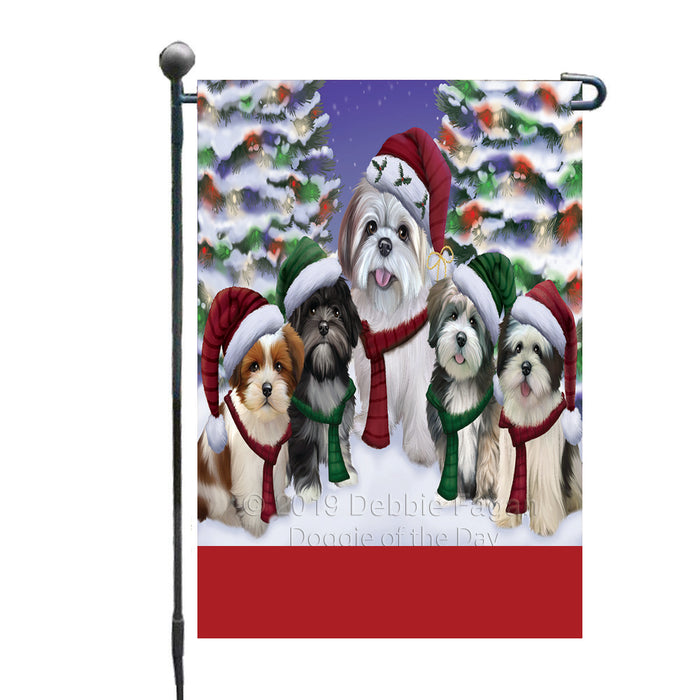 Personalized Christmas Happy Holidays Lhasa Apso Dogs Family Portraits Custom Garden Flags GFLG-DOTD-A59129