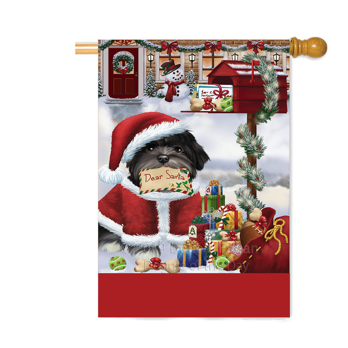 Personalized Happy Holidays Mailbox Lhasa Apso Dog Christmas Custom House Flag FLG-DOTD-A60002
