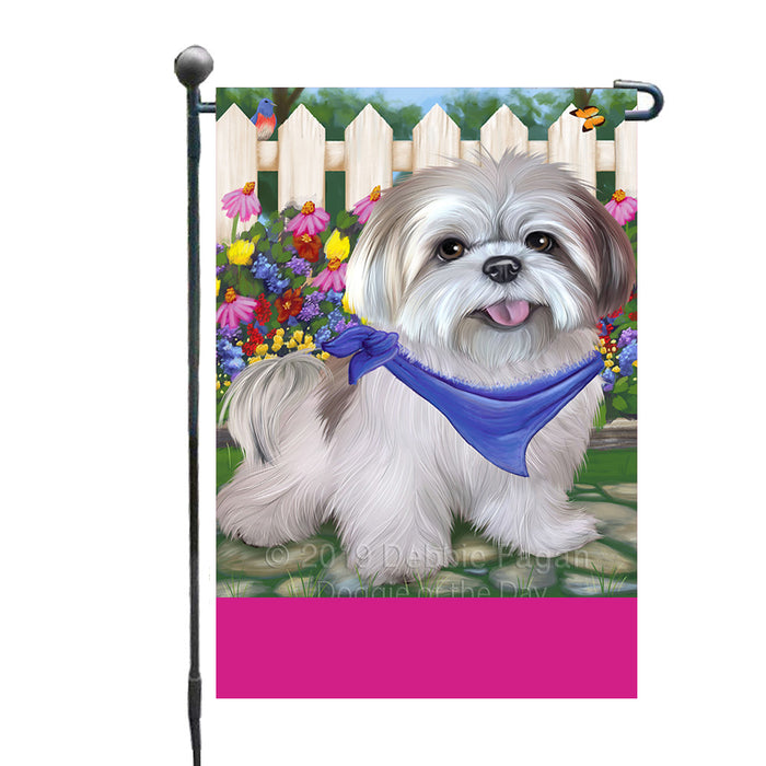 Personalized Spring Floral Lhasa Apso Dog Custom Garden Flags GFLG-DOTD-A62903