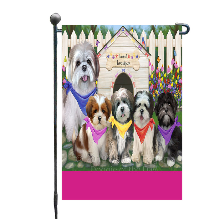 Personalized Spring Dog House Lhasa Apso Dogs Custom Garden Flags GFLG-DOTD-A62904