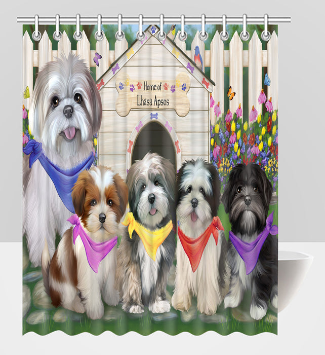 Spring Dog House Lhasa Apso Dogs Shower Curtain