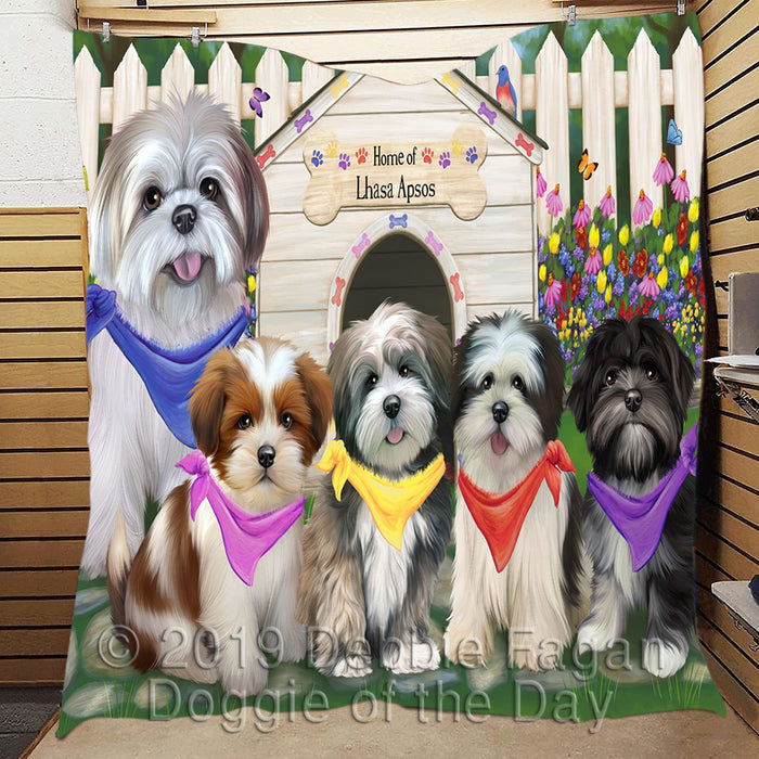 Spring Dog House Lhasa Apso Dogs Quilt