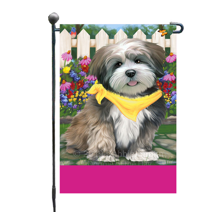 Personalized Spring Floral Lhasa Apso Dog Custom Garden Flags GFLG-DOTD-A62905