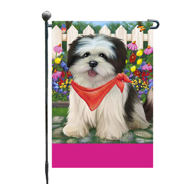 Personalized Spring Floral Lhasa Apso Dog Custom Garden Flags GFLG-DOTD-A62906